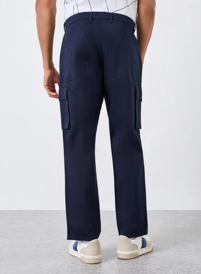 Styli  Men Navy Blue Relaxed Cargo Pants for Men | Best Price UAE